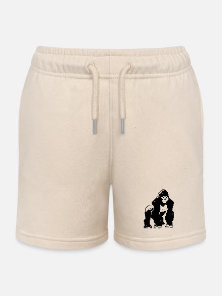 Gorille PETSCII - Short de jogging enfant bio Stanley/Stella - écru doux