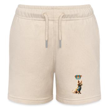 Chat origami les frangins 3 - Short de jogging enfant bio Stanley/Stella - écru doux - Devant