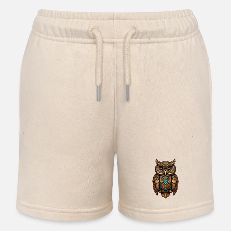 Hibou steampunk - Short de jogging enfant bio Stanley/Stella - écru doux