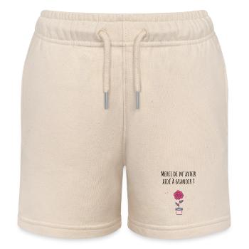 Merci de m’avoir aidé à grandir -cadeau nounou - Short de jogging enfant bio Stanley/Stella - écru doux - Devant