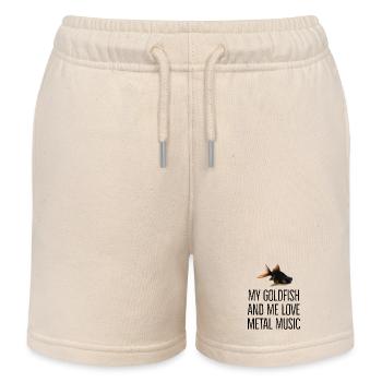 Schwarzer Goldfisch liebt Metal musik - Kinder Organic Joggingshorts Mini Bolter von Stanley/Stella - Natur - Vorne