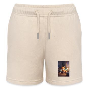 Pixelart cute Fox - Kinder Organic Joggingshorts Mini Bolter von Stanley/Stella - Natur - Vorne