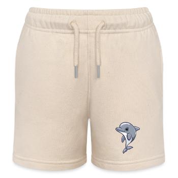 Dolphin Kawaii - Kids Organic Sweat Shorts by Stanley/Stella - soft Ecru - Front