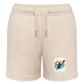 Swimmer in watercolor - Kids Organic Sweat Shorts by Stanley/Stella - soft Ecru - Front