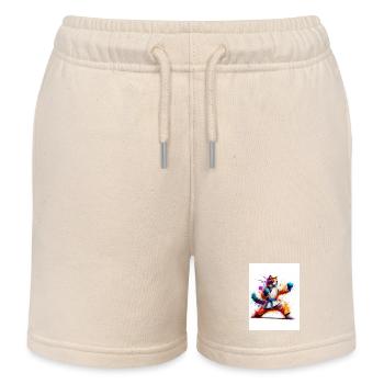 Cat Boxing - Kids Organic Sweat Shorts by Stanley/Stella - soft Ecru - Front