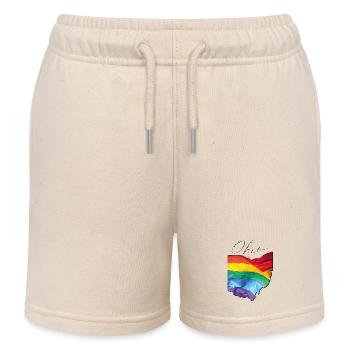 Ohio (USA) | echte Flagge | LGBTQIA+ Script - Kinder Organic Joggingshorts Mini Bolter von Stanley/Stella - Natur - Vorne