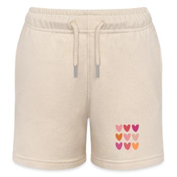 Plein d'Amour - Coeurs Roses - Short de jogging enfant bio Stanley/Stella - écru doux - Devant