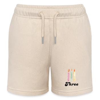 3e anniversaire bougie - Short de jogging enfant bio Stanley/Stella - écru doux - Devant