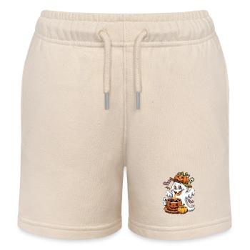 Kürbis Halloween Geist - Kinder Organic Joggingshorts Mini Bolter von Stanley/Stella - Natur - Vorne