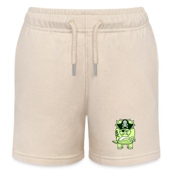 Triceratops Dinosaur Sabre Pirate Captain Dino - Kids Organic Sweat Shorts by Stanley/Stella - soft Ecru - Front