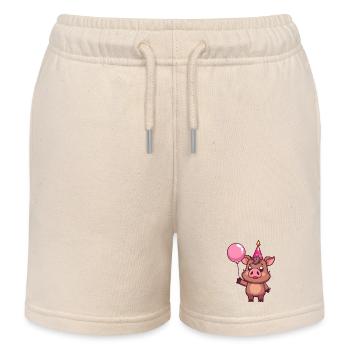 Schwein Geburtstag Comic Niedlich Wildschwein - Kinder Organic Joggingshorts Mini Bolter von Stanley/Stella - Natur - Vorne