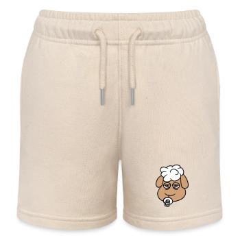 Sheep Baby Toddler Face Pacifier Child Head - Kids Organic Sweat Shorts by Stanley/Stella - soft Ecru - Front