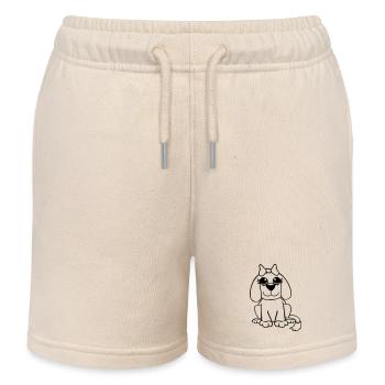 Dog Sitting Little Pretty Lady Bow Female - Kids Organic Sweat Shorts by Stanley/Stella - soft Ecru - Front