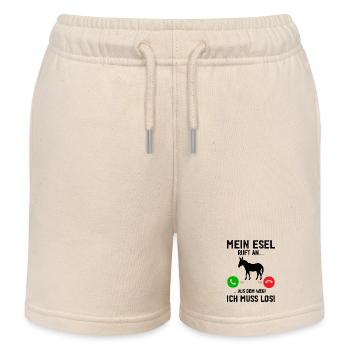My donkey is calling, I have to go! - Kids Organic Sweat Shorts by Stanley/Stella - soft Ecru - Front
