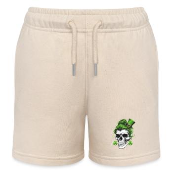 St. Patrick's Day Totenschädel mit grünen Haaren - Kinder Organic Joggingshorts Mini Bolter von Stanley/Stella - Natur - Vorne