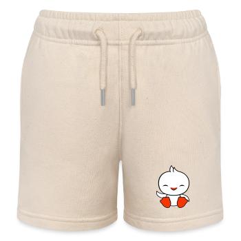 Ente sitzt freundlich glücklich Begrüßung Winken - Kinder Organic Joggingshorts Mini Bolter von Stanley/Stella - Natur - Vorne