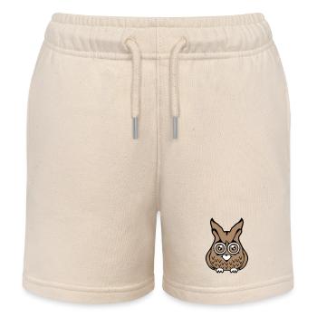 Eule Vogel Uhu guckt gruselig große Horror Augen - Kinder Organic Joggingshorts Mini Bolter von Stanley/Stella - Natur - Vorne