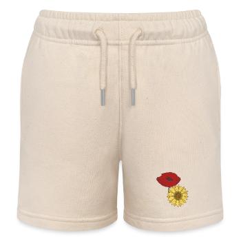 poppy sunflower - Kids Organic Sweat Shorts by Stanley/Stella - soft Ecru - Front