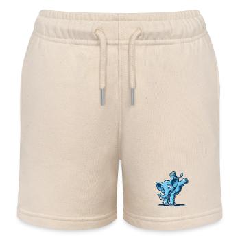 éléphant de dessin animé bleu faisant le poirier - Short de jogging enfant bio Stanley/Stella - écru doux - Devant