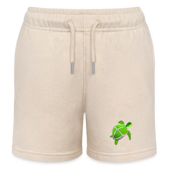 Schildkröte mit Schild - lustiges Tier - Kinder Organic Joggingshorts Mini Bolter von Stanley/Stella - Natur - Vorne