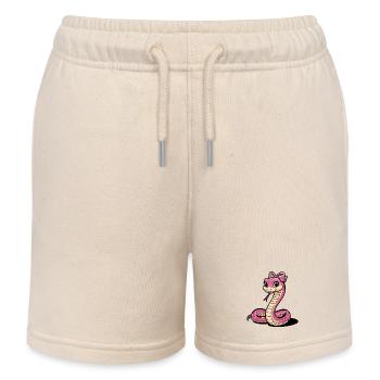 Rosa Schleife Schlange Karikatur - Kinder Organic Joggingshorts Mini Bolter von Stanley/Stella - Natur - Vorne