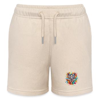 Staffordshire Bullterrier mit bunten Farbklecksen - Kinder Organic Joggingshorts Mini Bolter von Stanley/Stella - Natur - Vorne