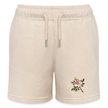 Églantier – Rose sauvage délicate de style géométrique - Short de jogging enfant bio Stanley/Stella - écru doux - Devant