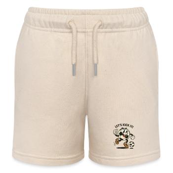 Fröhlicher Fußball-Charakter - Kinder Organic Joggingshorts Mini Bolter von Stanley/Stella - Natur - Vorne