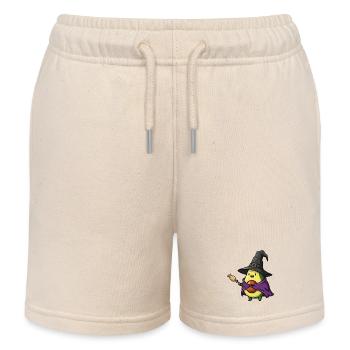 Lustiger Halloween Avocado Hexe Hexenbesen Cartoon - Kinder Organic Joggingshorts Mini Bolter von Stanley/Stella - Natur - Vorne