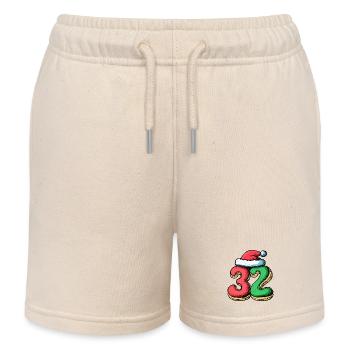 32 Number Biscuit Christmas - Kids Organic Sweat Shorts by Stanley/Stella - soft Ecru - Front