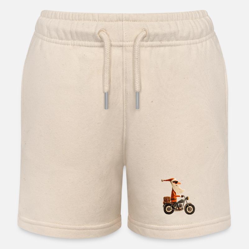 Père Noël à moto - Short de jogging enfant bio Stanley/Stella - écru doux