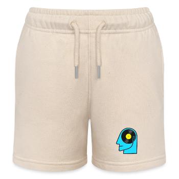 Vinyl Album Head Pop Art - Kids Organic Sweat Shorts by Stanley/Stella - soft Ecru - Front