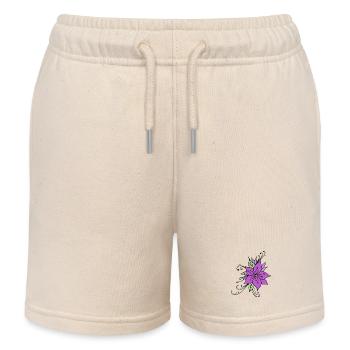 Hibiscus Flower - Kids Organic Sweat Shorts by Stanley/Stella - soft Ecru - Front