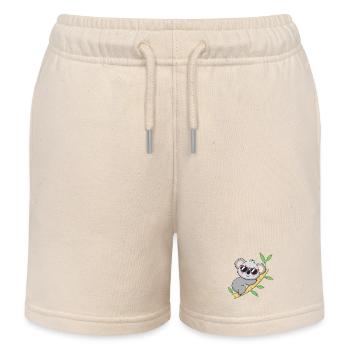Trendy koala in red glasses - Kids Organic Sweat Shorts by Stanley/Stella - soft Ecru - Front