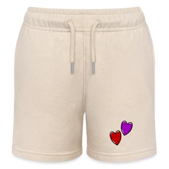 Hearts Love - Kids Organic Sweat Shorts by Stanley/Stella - soft Ecru - Front