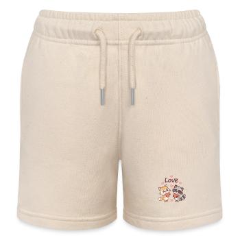 Hearts of Complices - Kawaii Animal Love - Kids Organic Sweat Shorts by Stanley/Stella - soft Ecru - Front