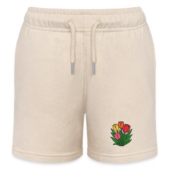 Tulip Patch Blüte - Kinder Organic Joggingshorts Mini Bolter von Stanley/Stella - Natur - Vorne