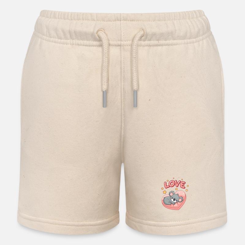 Koala dort sur cœur pastel - Short de jogging enfant bio Stanley/Stella - écru doux