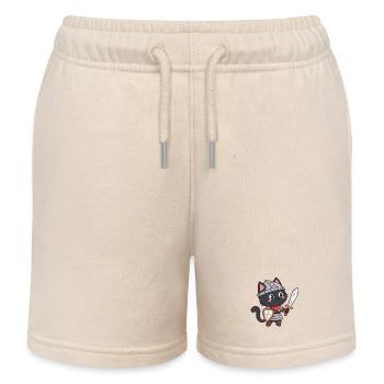 Knight Cat - Kids Organic Sweat Shorts by Stanley/Stella - soft Ecru - Front