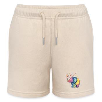 Éléphant arc-en-ciel avec des étincelles de cœur - Short de jogging enfant bio Stanley/Stella - écru doux - Devant