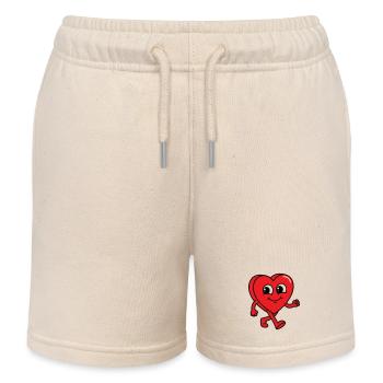 Walking Heart - Kids Organic Sweat Shorts by Stanley/Stella - soft Ecru - Front