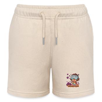 Comic Mädchen schneidet Zwiebeln - Kinder Organic Joggingshorts Mini Bolter von Stanley/Stella - Natur - Vorne
