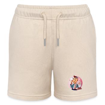 Büro-Bulle mit Kaffee und Kuchen - Kinder Organic Joggingshorts Mini Bolter von Stanley/Stella - Natur - Vorne