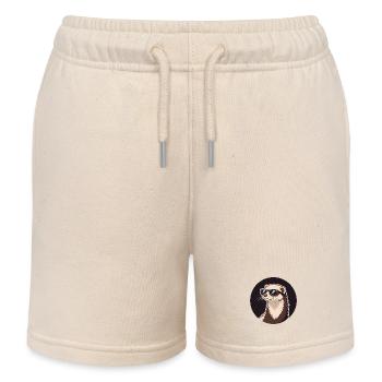 Cool Ferret - Badge & Sunglasses - Kids Organic Sweat Shorts by Stanley/Stella - soft Ecru - Front