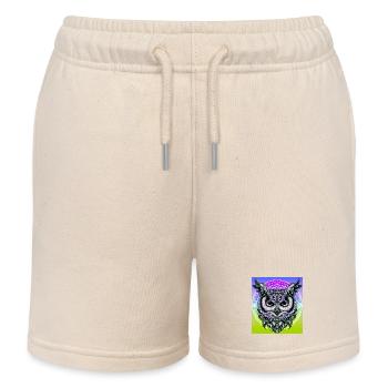 owl - Kids Organic Sweat Shorts by Stanley/Stella - soft Ecru - Front