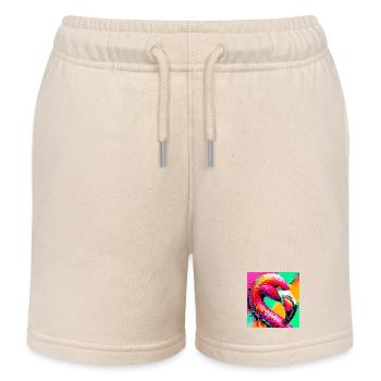flamingo - Kids Organic Sweat Shorts by Stanley/Stella - soft Ecru - Front