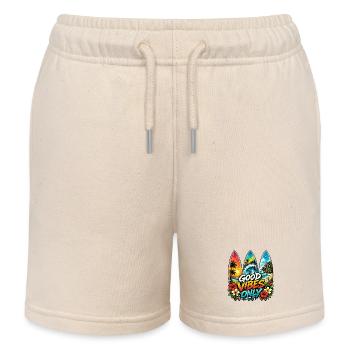 Surf Sun Repead, Aloha Vibes - Kids Organic Sweat Shorts by Stanley/Stella - soft Ecru - Front