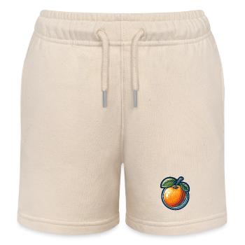 Orange Retro Stylized Badge - Kids Organic Sweat Shorts by Stanley/Stella - soft Ecru - Front