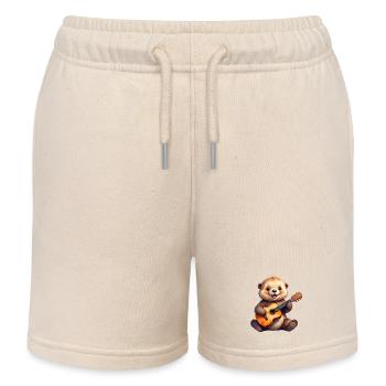 Little cartoon otter playing the guitar – Cool - Kids Organic Sweat Shorts by Stanley/Stella - soft Ecru - Front
