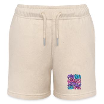 Neon Psychedelic Bubble Typography - Kids Organic Sweat Shorts by Stanley/Stella - soft Ecru - Front